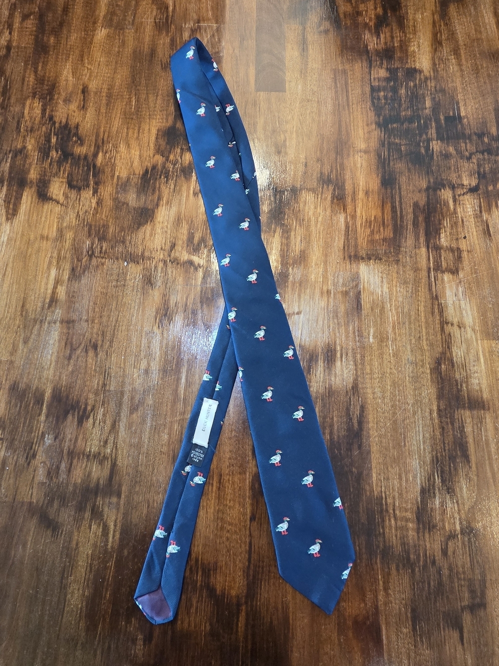 Vtg Allyn Ducks in Red Boots Tie Mens Navy Blue '82 Whimsy Cottegcore Vintage